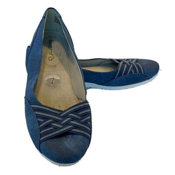 Baretraps Womens Pralies Blue White Slip On Comfort Ballet Wedge Flats Shoes-7M - Picture 2 of 13